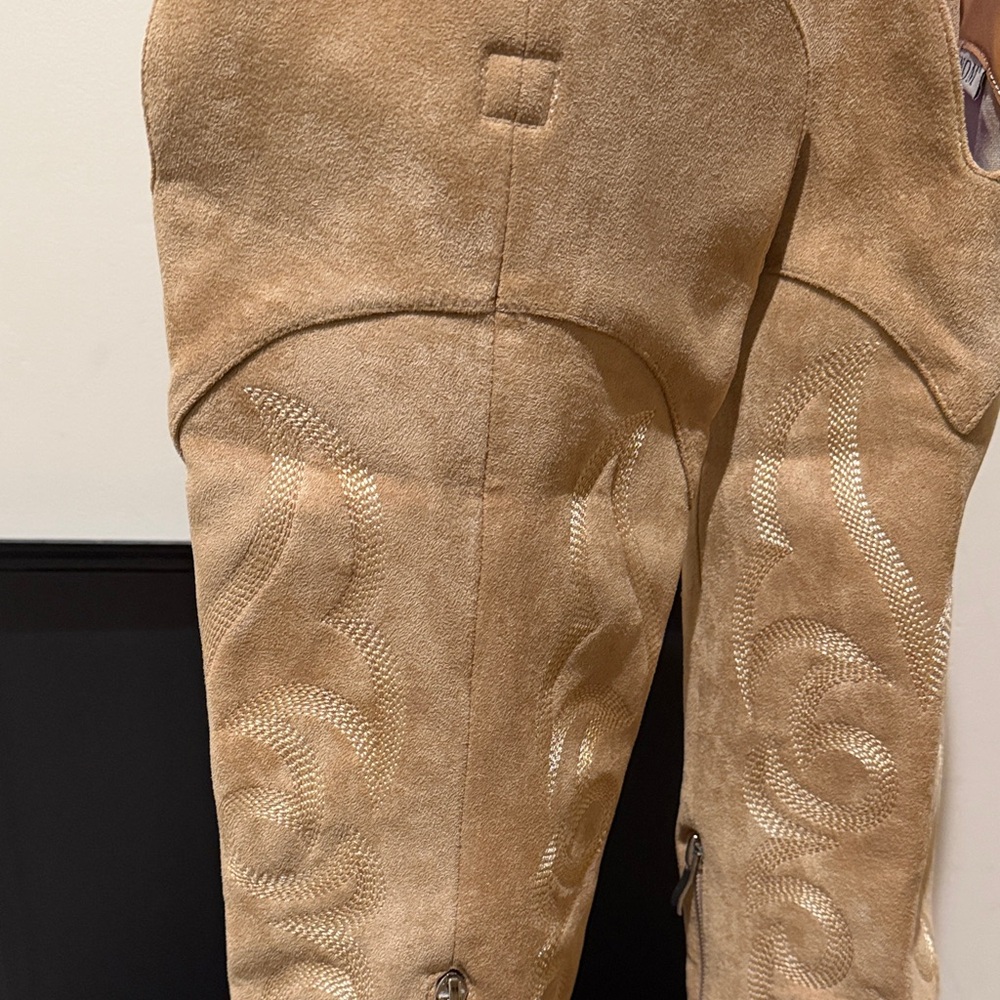 Isnom Tan Faux Suede Over the Knee-High Boots - Picture 5 of 13